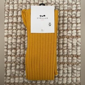 NWT Cyrillus thick ribbed yellow tights